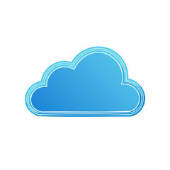 Blue gradient cloud icon with clean white outlines for digital data or weather concepts