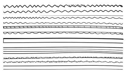Collection of hand-drawn black lines in various shapes and styles