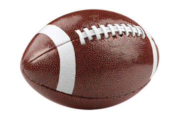 Realistic American football PNG on transparent background, 3D cutout element for sports design, game concepts, and graphic resources.