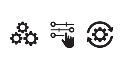 Obraz premium Set of settings icons simple flat vector design elements for web and mobile apps isolated on white background