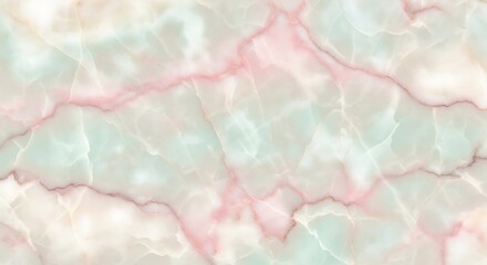 Fototapeta premium Soft Pastel Marble Texture with Veins of Pink and Green.