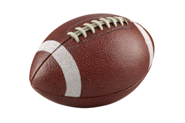 American football PNG with transparent background, classic brown leather ball cutout for sports design, game elements, and graphic resources.