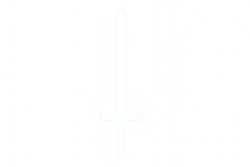 Medieval fantasy sword outline drawing with transparent background