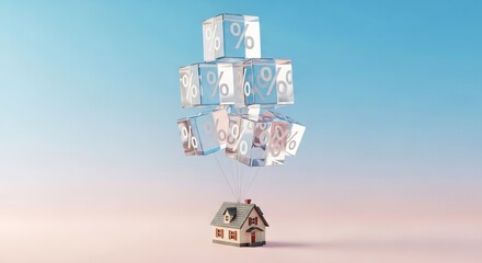  financial burden and interest rates House market under pressure from percentage ice cubes, symbolizing