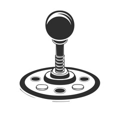 Classic black joystick controller illustration in a circular base design