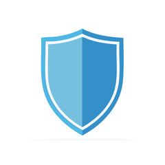 Blue shield icon, protection and security symbol, isolated on white background