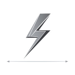 Modern gradient grey lightning bolt icon with dynamic sharp edges for energy and electricity concept