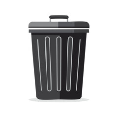 Modern black trash can with lid and handle in a clean studio illustration