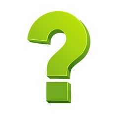 Green question mark graphic with 3D effect illustration for concepts