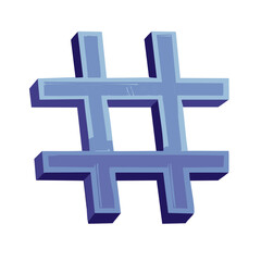 Obraz premium A three dimensional blue hashtag symbol illustration isolated for social media and internet concepts