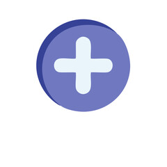 Obraz premium Simple blue circle with a white plus sign symbolizing addition or medical care