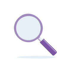 Simple Purple Magnifying Glass Icon Illustration for Search, Examination or Analysis Symbol