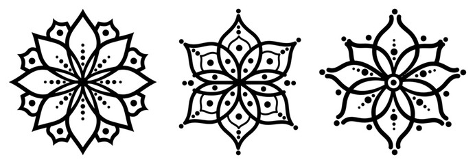 Rangoli Floral Mandala Icons Line Art