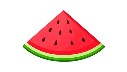 Colorful Illustration of a Fresh Watermelon Slice Isolated on White Background