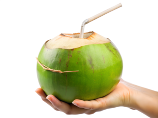 green coconut in hand