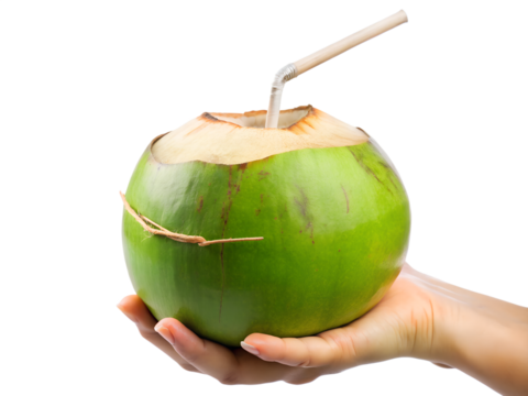 green coconut in hand - Powered by Adobe