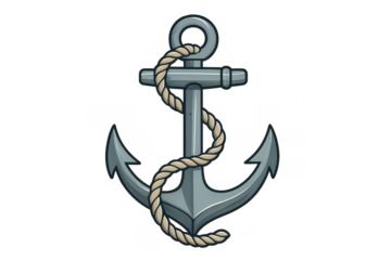 Nautical anchor with rope protecting security concept