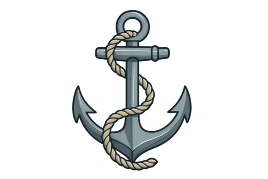 Nautical anchor with rope protecting security concept