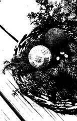 Elegant Christmas decoration with ornaments and evergreen branches offering festive cheer and timeless style, bringing joy to the holiday season