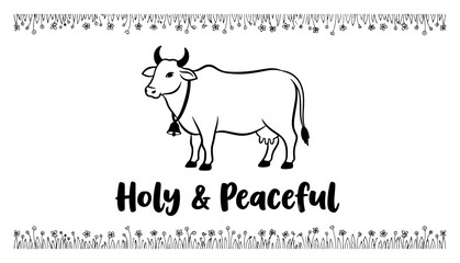 Sacred Cow with Holy and Peaceful Typography
