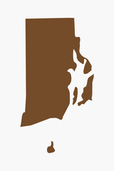 Vector graphic artwork suitable for print and web containing flat detailed map of RHODE ISLAND