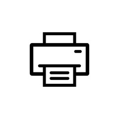 Streamlined printer icon for modern office designs and tech interfaces, perfect for app development and professional presentations with a clean, scalable design