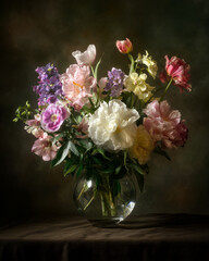 Elegant Floral Symphony in Glass Vase