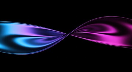 Abstract infinity symbol with vibrant blue and pink gradient on black background