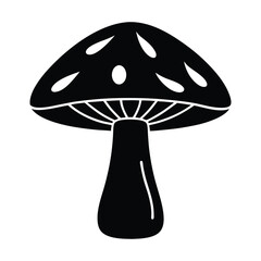 Vector icon of mushroom black silhouette isolated on white background.