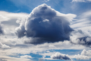 White clouds on a blue sky during summer in Poland