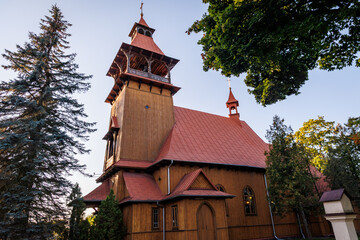 Bell tower of Parish Church of Saint Teresa of the Child Jesus in Porzadzie, Wyszkow County in Poland