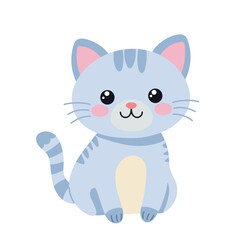 Cartoon-style kitten with cute face and soft colors. Perfect for nursery posters, kids’ websites, stickers, educational content, and pet adoption campaigns.
