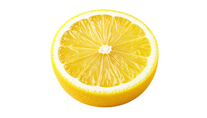 Close-up of a halved lemon, vibrant yellow rind,  and  white pith