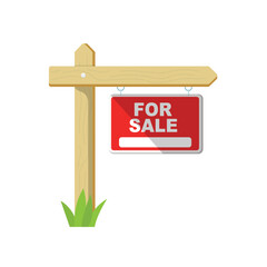 House For Sale Sign vector illustration. Real estate yard sign.