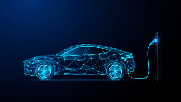 Electric vehicle charging station futuristic digital design image