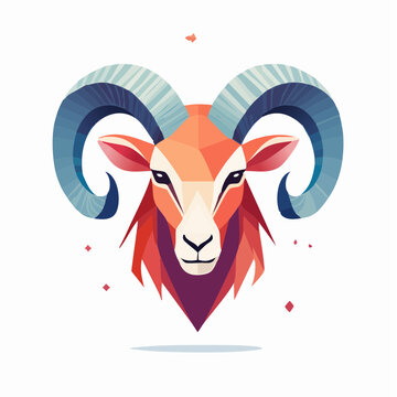 Flat ram logo design illustration