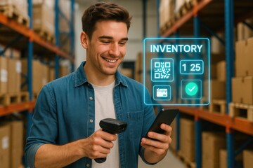 Inventory management action in warehouse environment with technology and human interaction for efficient organization