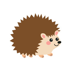 Cute cartoon hedgehog vector illustration with round body and spiky fur. Perfect for children’s books, nursery decor, stickers, logos, and educational animal projects.