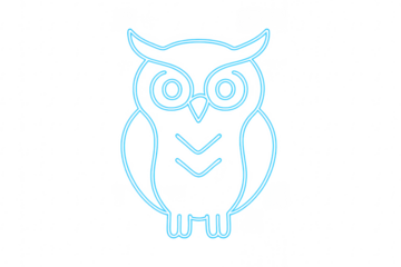 Blue neon owl sign glowing line art illustration