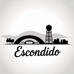 Obraz premium Escondido California Skyline Silhouette — A Historic Inland North County San Diego City Vector Illustration