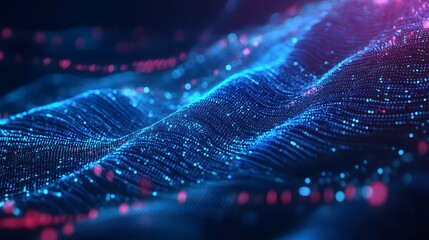 Blue digital binary data on computer screen background