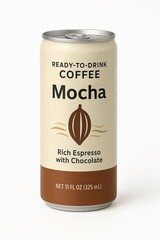 Rendering of Fake Ready to Drink Espresso Can Isolated on Blank White Background Mocha