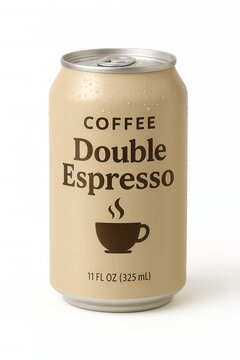 Rendering of Fake Ready to Drink Espresso Can Isolated on Blank White Background Double
