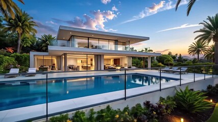 Modern Villa Oasis Luxurious Home with Pool in Lush Landscape