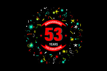 53 years anniversary celebration emblem. congratulations anniversary calligraphy background