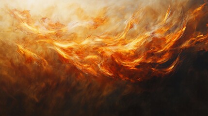 Abstract fractal fire energy background with orange and brown dynamic shapes and patterns