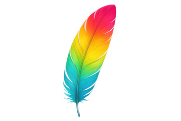 Vibrant rainbow feather displaying color spectrum