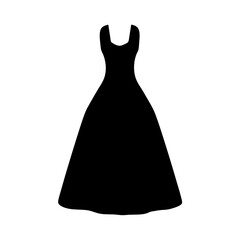 Elegant silhouette of a formal black dress with a full skirt design