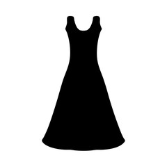 Elegant black dress silhouette with a classic Aline skirt and scoop neck