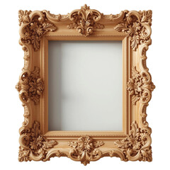 Ornate golden wood picture frame with floral carvings
